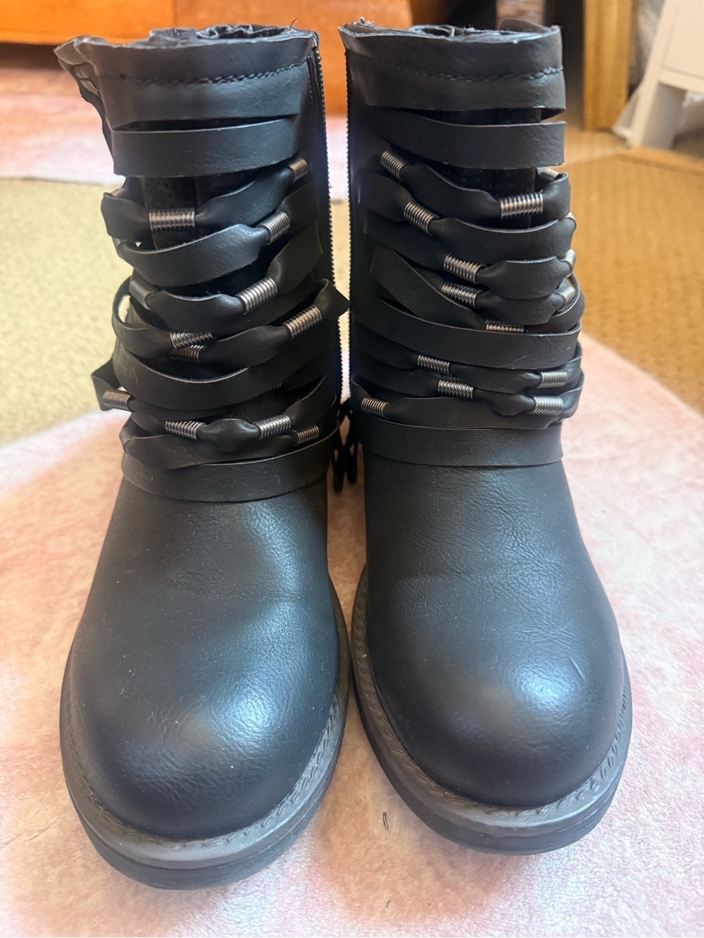 Coolway Black Cutout Strap Ankle Boots